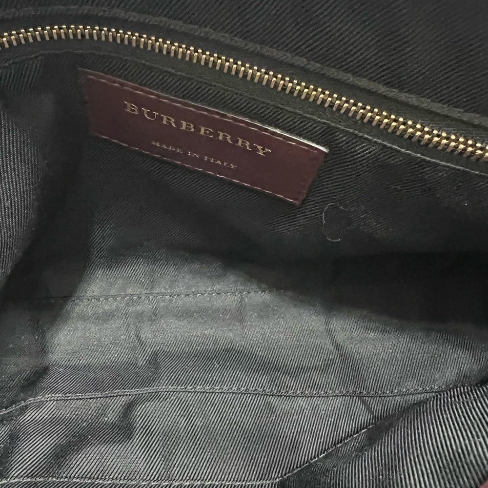 Burberry Nova Check Crossbody Clutch Bag Plaid Burgundy Leather Trim - Picture 11 of 12